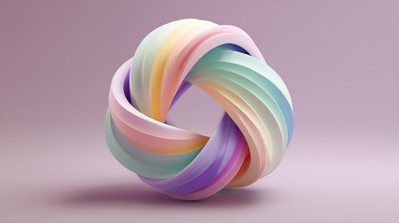 3d illustration of multicolor wavy stripes in pastel colorsの素材