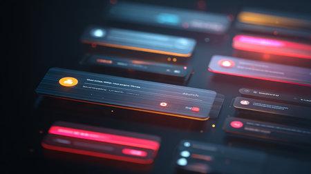 Futuristic user interface on dark background. 3D Renderingの素材