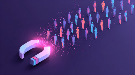 3d isometric people and question mark on purple background. Vector illustration.の素材