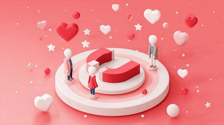 3d illustration of love and valentine's day concept.の素材