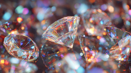 Macro shot of a group of diamonds, shallow depth of fieldの素材