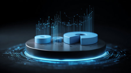 Futuristic interface with pie charts and graphs. 3d renderingの素材