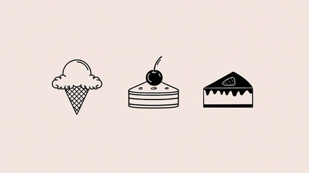Ice cream icon set. Vector illustration of ice cream and cake.の素材