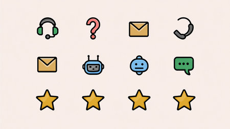 Illustration of a set of hand drawn icons related to customer serviceの素材