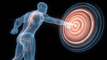 Digital Illustration of a Male Body Scanning a Human Body with a Thermometerの素材