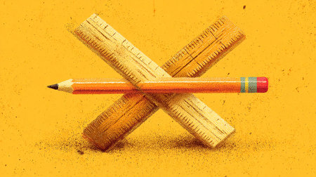 Pencils with eraser on a yellow background. 3d illustrationの素材