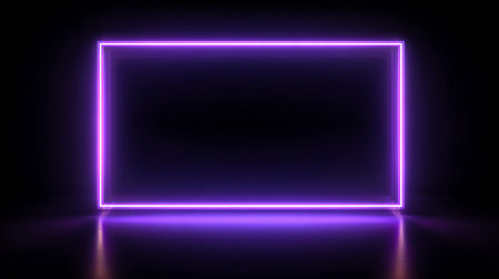 3d render, abstract background with neon lights. Glowing neon square frame.の素材