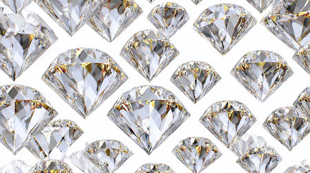 Diamonds on a white background. 3d rendering, 3d illustration.の素材
