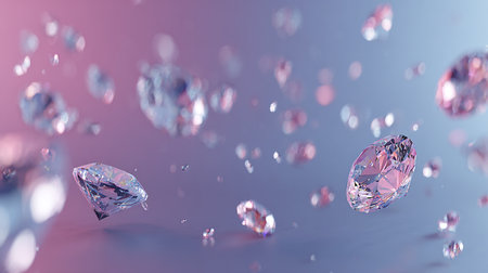 diamonds on a blue background. 3d render illustration.の素材