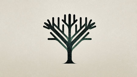 tree logo on the wall. 3d illustration of tree sign.の素材
