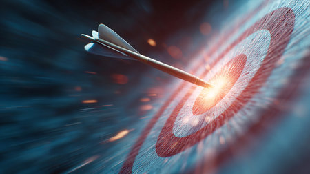 Dart arrow on target. 3d rendering toned image double exposureの素材