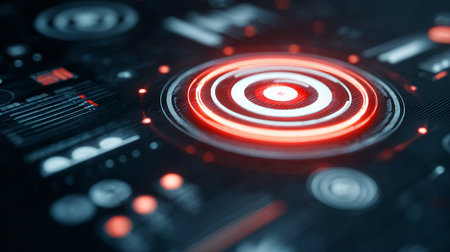 Futuristic control panel with red light. 3D Renderingの素材