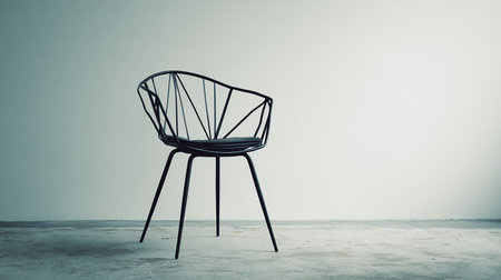 Modern black chair in empty room with copy space. 3D Renderingの素材