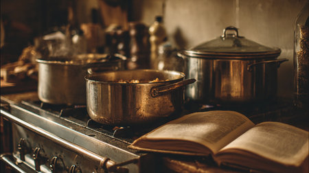 Cooking in the kitchen. Selective focus. Vintage style.の素材
