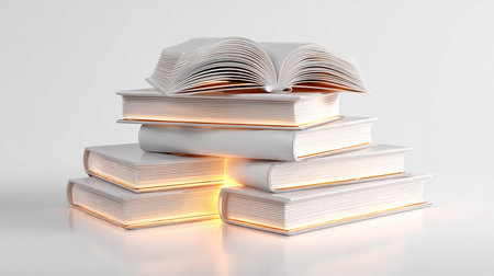 Open book on a white background. 3d render. Education concept.の素材