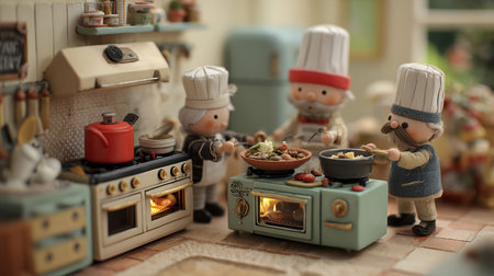 Lego minifigures in the kitchenの素材