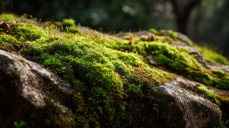 Moss on the rock in the forest. Selective focus.の素材