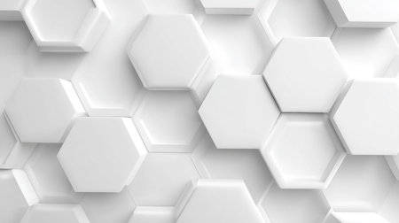 Abstract 3d rendering of white hexagons. Modern background design.の素材