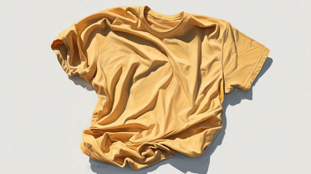 Yellow t-shirt isolated on white background. 3d rendering.の素材