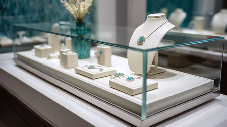 Piece of jewellery in a store window.の素材