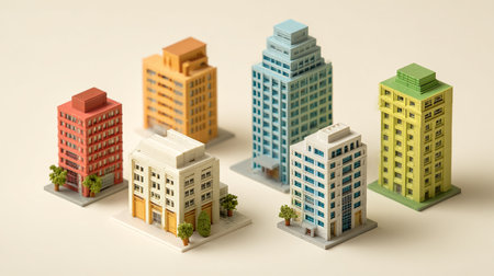 Miniature of a modern city. 3D illustration. Business conceptの素材