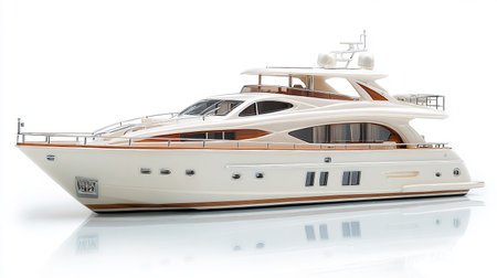 luxury yacht isolated on white background. 3d illustration. clipping pathの素材
