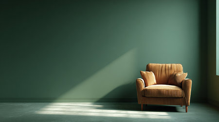 Comfortable armchair in bright room with green wall. 3d renderingの素材