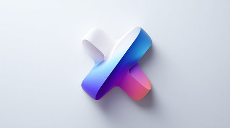 3d render of letter X in blue and pink colors on white backgroundの素材