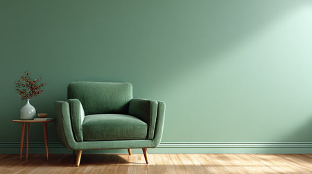 green armchair in modern interior with green wall, 3d renderの素材