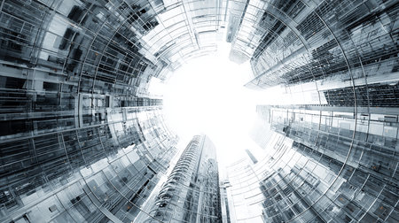 Abstract architecture background, modern buildings and skyscrapers. 3d renderingの素材