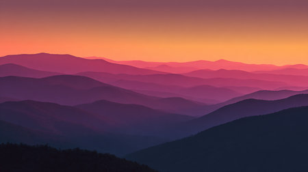 Colorful sunrise in the Carpathian mountains. Ukraine, Europe.の素材