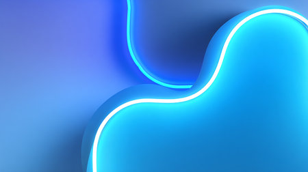 Abstract blue background with neon lines. 3d render. Computer digital drawing.の素材