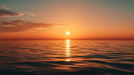 Beautiful sunset over the sea. Nature composition. 3d renderの素材
