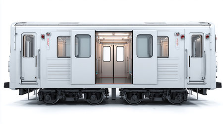 3D rendering of a train on a white background with a shadowの素材