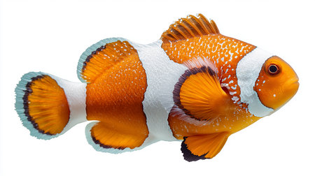 Clown anemonefish isolated on white background. Clipping path includedの素材