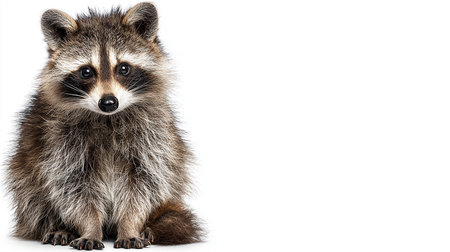 Raccoon sitting on a white background. Isolated image.の素材