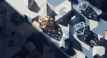 Abstract 3d rendering of geometric shape. Creative background with cubes.の素材