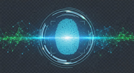 Fingerprint scan. Fingerprint vector illustration. Biometric security concept.の素材