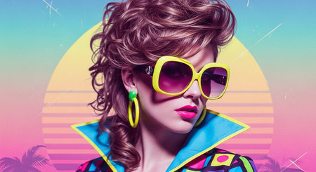 Portrait of a beautiful young woman with stylish hairstyle and sunglasses.の素材