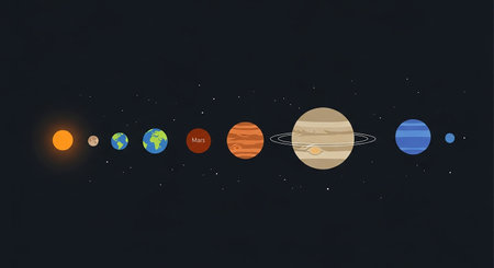 Planets of the solar system. Solar system. Vector illustration.の素材