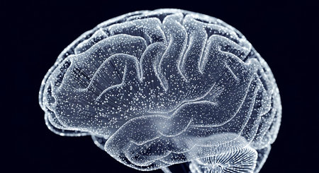 Human brain on a black background. 3D illustration. 3D renderingの素材