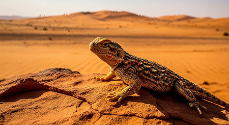 Bearded dragon (Pogona vitticeps) in the Sahara desert, Moroccoの素材