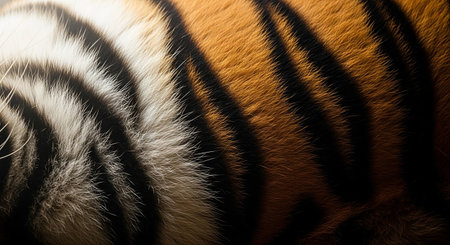 Close up of tiger fur texture background. (Selective focus)の素材