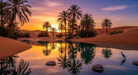 Sunset in the oasis of Merzouga, Moroccoの素材