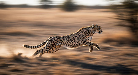 Cheetah running towards camera in the Kruger National Park, South Africa.の素材