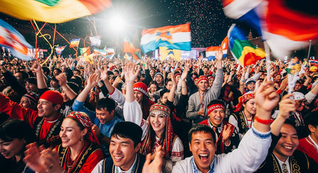 20th anniversary of the collapse of Communism in Central Europe. Crowds of people on the main square of Krakowの素材