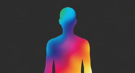 3d rendering of human silhouette on dark background. Human body silhouette.の素材