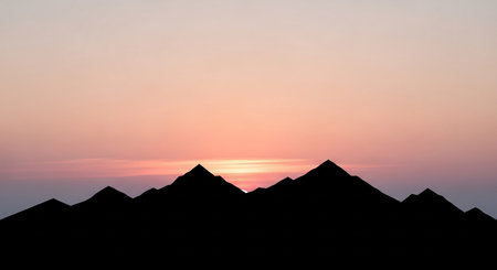 Egyptian pyramids at sunset. Silhouette of pyramids.の素材