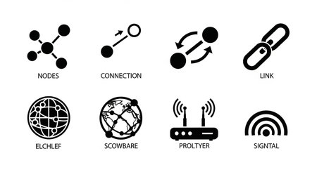 Set of internet icons. Vector illustration. Black on white background.の素材