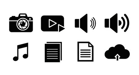 Media player icon set. Media player vector icon set. Media player symbolの素材